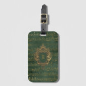  Monogram Crest Music Manuscript Groen Goud Bagagelabel (Voorkant (verticaal))