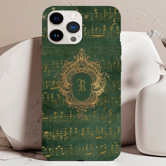  Monogram Crest Music Manuscript Groen Goud Case-Mate iPhone Case