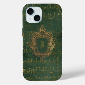  Monogram Crest Music Manuscript Groen Goud Case-Mate iPhone Case (Achterkant)