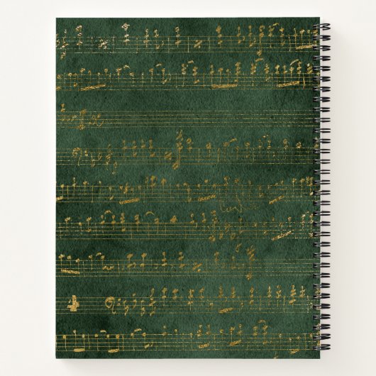  Monogram Crest Music Manuscript Groen Goud Notitieboek (Achterkant)