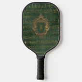  Monogram Crest Music Manuscript Groen Goud Pickleball Paddle (Achterkant)