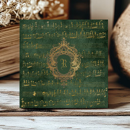  Monogram Crest Music Manuscript Groen Goud Tegeltje