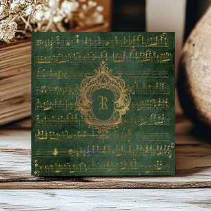  Monogram Crest Music Manuscript Groen Goud Tegeltje