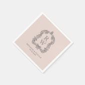 Monogram Crest Namen Blush Roze Huwelijk Servet (Hoek)