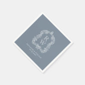  Monogram Crest Namen Dusty Blue Wedding Servet (Hoek)