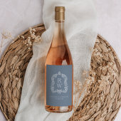  Monogram Crest Namen Dusty Blue Wedding Wijn Etiket