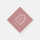  Monogram Crest Namen Dusty Roos Wedding Servet (Hoek)