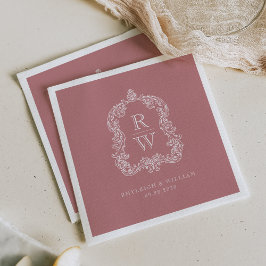  Monogram Crest Namen Dusty Roos Wedding Servet