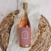  Monogram Crest Namen Dusty Roos Wedding Wijn Etiket
