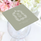  Monogram Crest Namen Sage Green Wedding Kartonnen Onderzetters