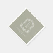 Monogram Crest Namen Sage Green Wedding Servet (Hoek)