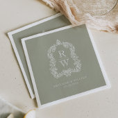  Monogram Crest Namen Sage Green Wedding Servet
