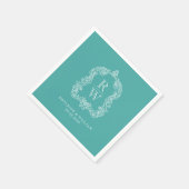  Monogram Crest Namen Turquoise Wedding Servet (Hoek)