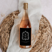  Monogram Crest Namen Zwart Wit Trouwen Wijn Etiket