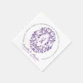 Monogram Crest Old Print Royal Paarse bruiloft Servet (Hoek)