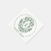 Monogram Crest Oude Print Smaragdgroene bruiloft Servet (Hoek)