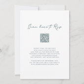 Monogram Crest QR-code Stusty Blue Floral Wedding Kaart (Achterkant)