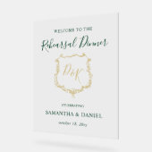 Monogram Crest Rehearsal Dinner Welcome Sign Acryl Bord (Hoek)