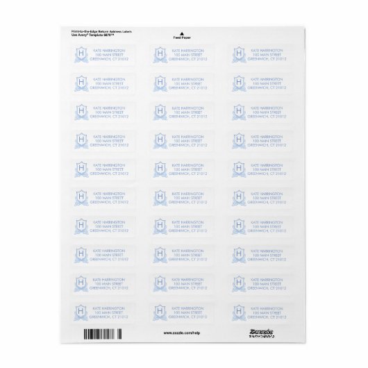 Monogram Crest Return Address Label (Full Sheet)