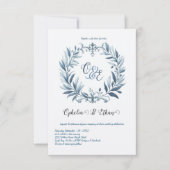 Monogram Crest Rococo bruiloft uitnodiging (Voorkant)