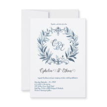 Monogram Crest Rococo bruiloft uitnodiging