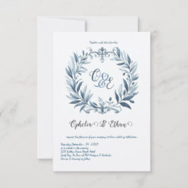 Monogram Crest Rococo bruiloft uitnodiging