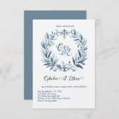 Monogram Crest Rococo bruiloft uitnodiging (Voorkant / Achterkant)