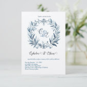 Monogram Crest Rococo bruiloft uitnodiging (Staand voorkant)