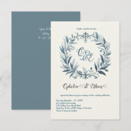 Monogram Crest Rococo bruiloft uitnodiging