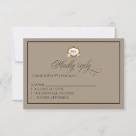 Monogram Crest RSVP card Kaartje