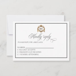 Monogram Crest RSVP card Kaartje