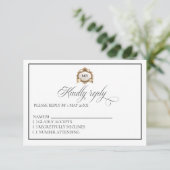 Monogram Crest RSVP card Kaartje (Staand voorkant)