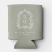 Monogram Crest Sage Green Wedding Blikjeskoeler (Achterkant)