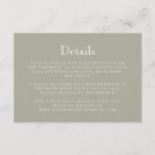 Monogram Crest Sage Green Wedding Details Informatiekaartje (Voorkant)