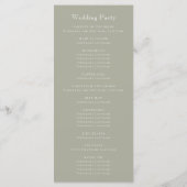 Monogram Crest Sage Green Wedding Programmakaart (Achterkant)