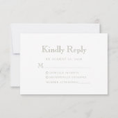 Monogram Crest Sage Green Wedding RSVP Kaartje (Achterkant)