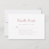 Monogram Crest Stof Roze Trouw RSVP Kaartje (Achterkant)
