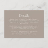 Monogram Crest Taupe Wedding Details Informatiekaartje (Voorkant)