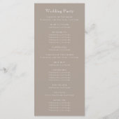 Monogram Crest Taupe Wedding Programmakaart (Achterkant)