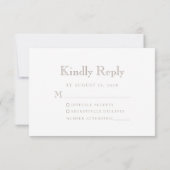 Monogram Crest Taupe Wedding RSVP Kaartje (Achterkant)