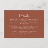 Monogram Crest Terracotta Wedding Details Informatiekaartje (Voorkant)