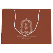 Monogram Crest Terracotta Wedding Groot Cadeauzakje (Voorkant)