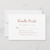 Monogram Crest Terracotta Wedding RSVP Kaartje (Achterkant)