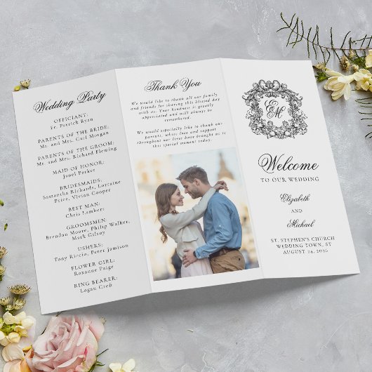 Monogram Crest Trifold Wedding Fotoprogramma