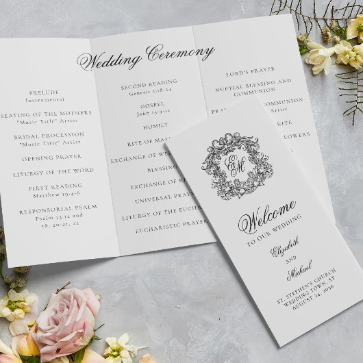 Monogram Crest Trifold Wedding Fotoprogramma
