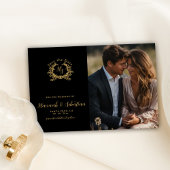 Monogram Crest Trouwfoto Zwart/Goud Save The Date