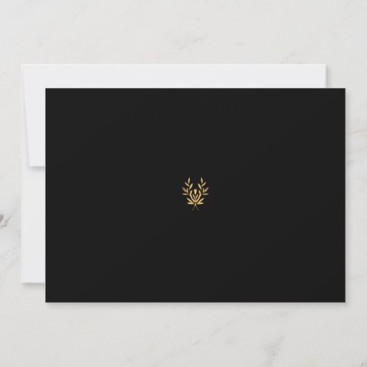 Monogram Crest Trouwfoto Zwart/Goud Save The Date (Achterkant)