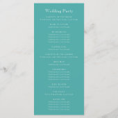 Monogram Crest Turquoise Wedding Programmakaart (Achterkant)
