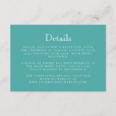Monogram Crest Turquoise White Wedding Details Informatiekaartje (Voorkant)