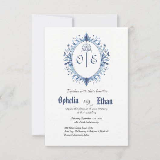 Monogram CREST uitnodiging (Voorkant)